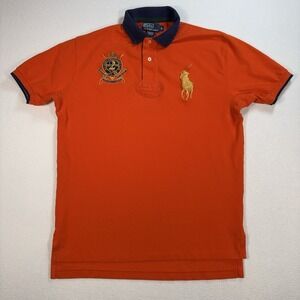 Polo Ralph Lauren Polo Men's M Orange Crest Big Pony #2 100% Cotton Rugby Shirt